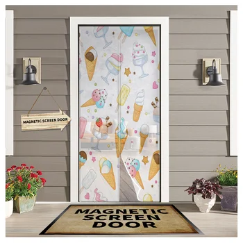 Karikatür Gıda Dondurma Fincan Manyetik sineklikli kapı Perde Ev Yaz Pencere Cibinlik Mutfak Yatak Odası için