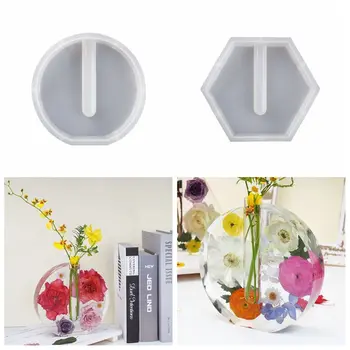 Kalıp Takı Yapımı Aracı El Sanatları Yuvarlak Altıgen topraksız konteyner Çiçek Vazo silikon kalıp Kristal Reçine Tepsi Kalıp