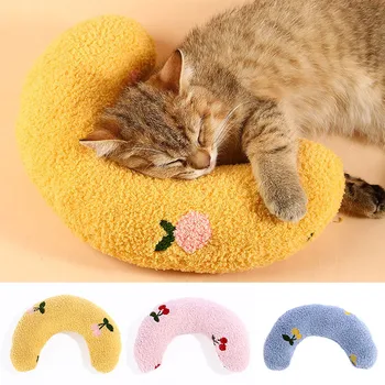 1 adet Pet uyku yastığı Ultra Yumuşak Kabarık Köpek Kedi U şeklinde Yastık Sakinleştirici Oyuncak Pet Malzemeleri Yeni
