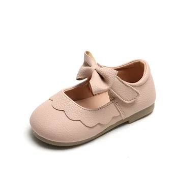 2022 Yaz Bebek Yumuşak Taban Ayakkabı Toddler Kız Ayakkabı Japon Tarzı Yay Prenses Tatlı Basit Deri çocuk moda ayakkabılar