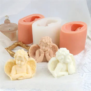 3D Melek Kokulu Mum Silikon Kalıp 3 Stilleri DIY Kek Çikolata Kil Malzemeleri El Yapımı Sabun Reçine Kalıp