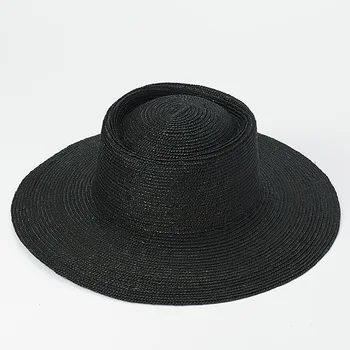 202003-hh7205 yaz el yapımı siyah hasır katı Klasik halka şapka üst fedoras kap erkekler kadınlar panama caz açık hava şapkası