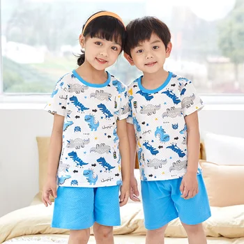 Çocuk Boys Pijama Yaz Pamuk Pijama Setleri Çocuk Ev Tekstili Erkek Pijama Çocuk Kıyafeti 2-12Y Genç Pijama Giysileri