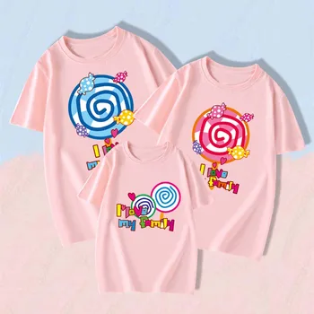 Yeni 1 Adet Yaz Aile Bak Baba Anne Oğul Kızı Elbise Üstleri Kısa Kollu Aile Eşleştirme Doğum Günü Partisi T-shirt