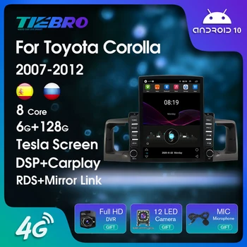 Android 10.Araba Radyo Toyota Corolla İçin E130 E120 2007-2012 GPS Navigasyon Tesla Tarzı otomobil radyosu Stereo Alıcısı Carplay HİÇBİR DVD