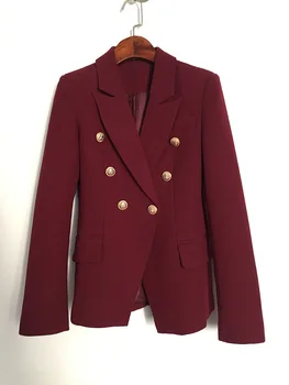 Yüksek kaliteli marka tasarım kadın düğmeleri küçük takım elbise Avrupa ve Amerikan Kadın kruvaze Blazer ceket