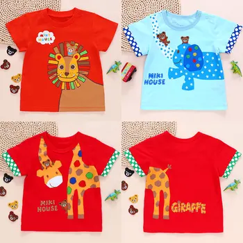 Çocuk Takım Elbise 2022 Japon Yaz Erkek Ve Kız Karikatür Ayı Zürafa kısa kollu tişört Ayı Araba Kot Şort