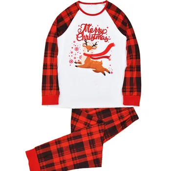 Noel 2021 Yeni Yıl Yetişkin Çocuk Aile Giyim Pijama Seti Aile Eşleştirme Kıyafet Kafes Romper Aile Bak Noel Pijama Bebek