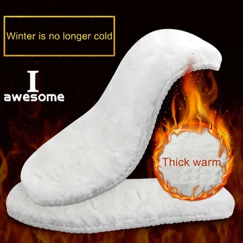 1 Çift Unisex Sıcak ısıtmalı Tabanlık Tabanı Ayakkabı Kış Yumuşak Kalın Ped Sıcak Tabanlık Taklit Yün Kar Botları Kürk Tabanlık ped